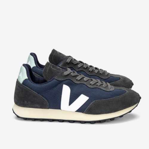 Veja Rio Branco Alveomesh Mens Trainers Black/Navy UK 76958